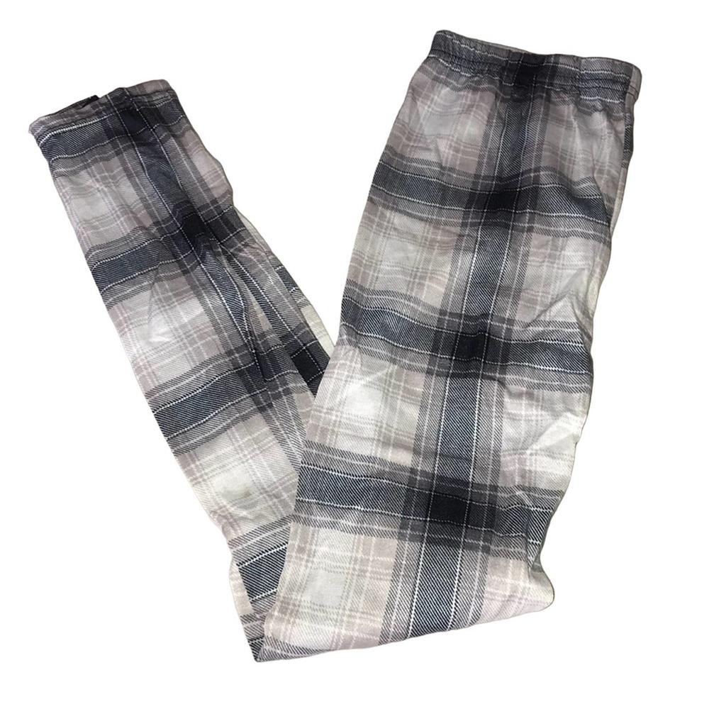 BLACK GRAY WHITE PLAID KIDS LEGGINGS ONE SIZE